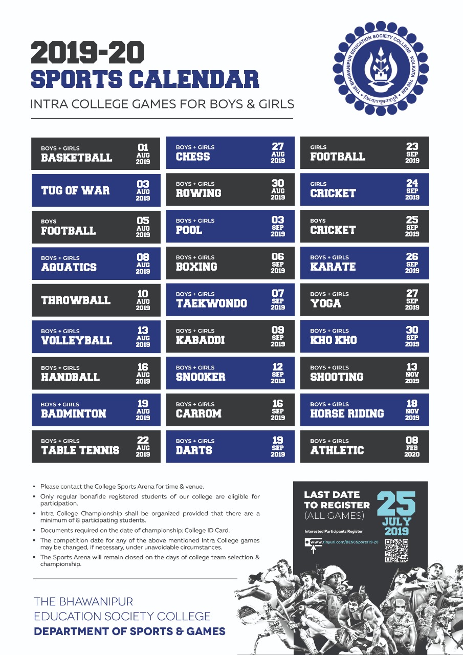 ANNUAL SPORTS CALENDAR OF INTRA COLLEGE (BOYS & GIRLS) GAMES FOR THE YEAR 20192020 BESC The