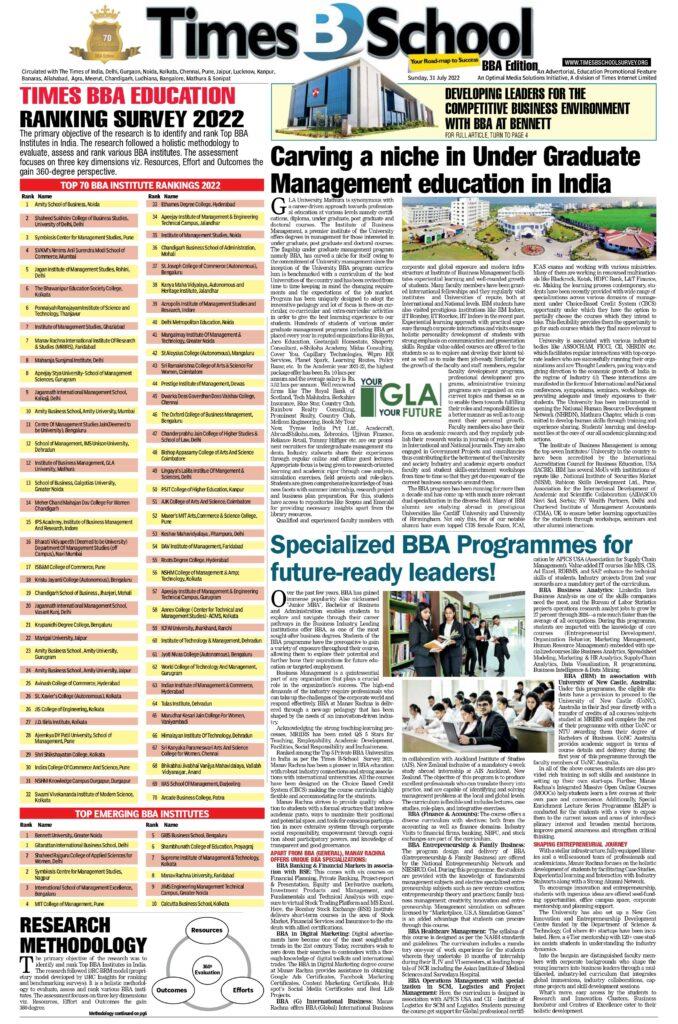 Times B-School – Top BBA Institutes Ranking 2022 - BESC | The ...