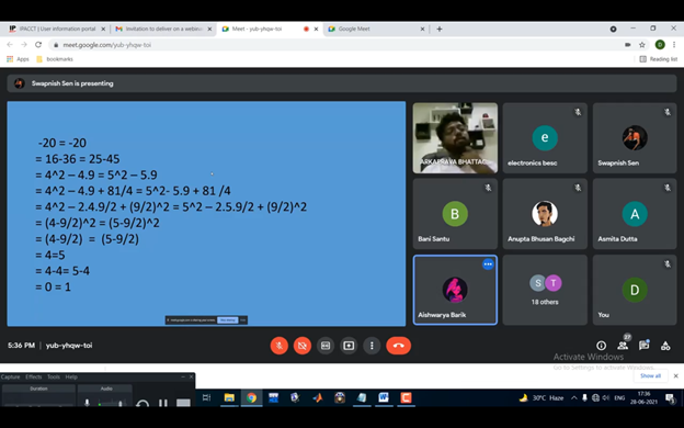 The Department of Electronics presented a webinar on ‘A Students’ quest to understand: Basic Mathematical conceptions and misconceptions